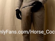 Male Stripper strip tease in tight grey sweats BWC bulge POV w big juicy Cumshot 3/16