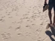 Девушка уговорила за деньги показать свой член и потанцевать голой на пляже - Screenshot 8 of 16 - Undressing