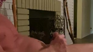 DADDY HUNK WITH BIG DICK IN SITTING ROOM CHAIR WITH BIG SQUIRTING CUMSHOT