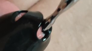 Inserting steel plug into urethra hole