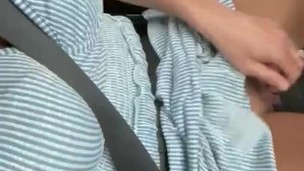 Car Fun... so turned on, I had to rub my pussy in the car, waiting on a girlfriend. 