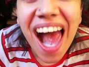 Quickie! POV Clothed blowjob, cumplay & swallow!