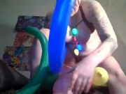 Looner Balloon play, 5 ft clown& squiggly balloons B2P Hump2pop pussy stuff suck& Fuck 5ft balloon 14/16