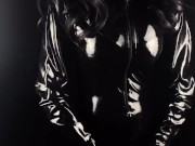 Fingering my silicone pussy in latex catsuit