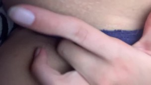 Little pussy secretly fingers herself out of boredom 