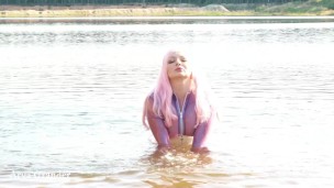 Swimming in latex rubber transparent catsuit! wanna be with me in your fetish dreams???
