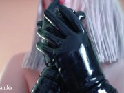 Sexual topless girl with long opera latex rubber gloves in red corset, milf Arya Grander 2/16