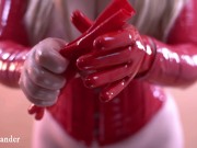 Short Red Latex Rubber Gloves Fetish. Full HD romantic Slow Video of Kinky Dreams. Topless Girl. 5/16