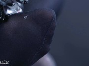 nylon foot fetish in black pantyhose with ice cube 13/16