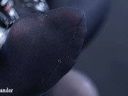nylon foot fetish in black pantyhose with ice cube 14/16