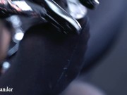 nylon foot fetish in black pantyhose with ice cube 15/16