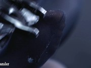 nylon foot fetish in black pantyhose with ice cube 16/16