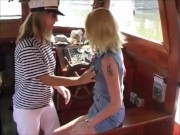 Lesbian Lovers Sex On The Boat 1/16