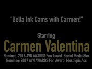 Lebsian Blonde Cam Cuties Bella Ink & Carmen Valentina Orgasm On Webcam! 1/16