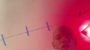 Creamy teen stroking on his gigantic dick