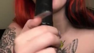 Goth teen gags and spits on black dick