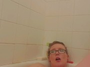Cumming on my dildo in the bath tub