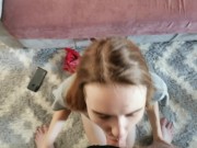 Eat me challenge! boyfriend put a dick in my mouth until I saw. cumshot on my face 4/16