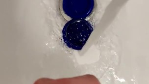 Washing weed grinder and my cock at same time to save water 