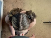 4K POV Beautiful Goth GF Stares Intensely and Deepthroats Cock for Throbbing Cum in Mouth Throatpie 1/16