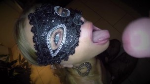 Dutch masked blonde girl facial compilation she loves it