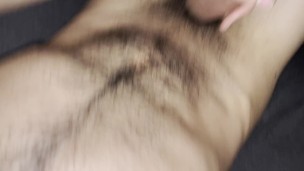 hairy young amateur waking up to big dick morning wood and rubbing one out