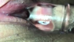 Glass dildo creamy milf pussy 