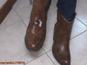 He wached me walking in leather boots and he talked me to fuck my boots and cum on them 16/16