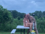Eating Her Pussy on Public Picnic Table - Wanna Watch? Full Nude Outdoors 16/16