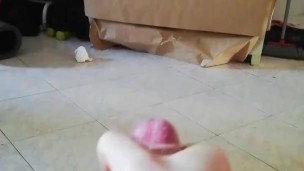 Redhead cuming on the couch