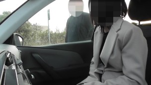 Dogging my wife in public car parking and jerks off an voyeur after work - MissCreamy0