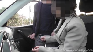Dogging my wife in public car parking and jerks off an voyeur after work - MissCreamy11