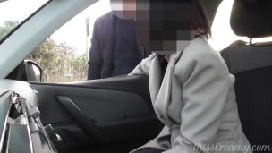 Dogging my wife in public car parking and jerks off an voyeur after work - MissCreamy3