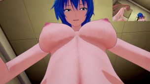 High School DxD: Futa Xenovia & Futa Irina give ultra suck for peeping in the locker room Taker POV