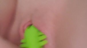 Teen girl masterbating with toy 