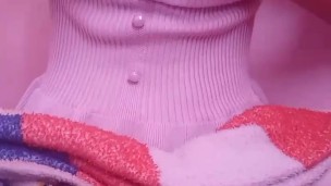 smacking and squeezing my cute asian tits
