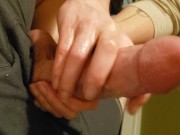 Sexy lubed handjob takes veiny muscular penis from LIMP  to LAUNCH! 10/16