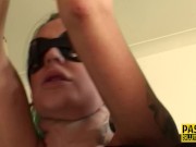 Blindfolded and bound tattooed sub throated 4/16
