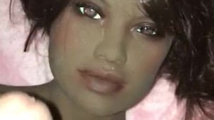 Giving My Ebony Sex Doll A Cum Facial