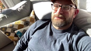 Hairy Dad jerks off in the afternoon sun