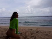 Romantic PEE from behind and against Wind # PISS on Stormy Beach 16/16