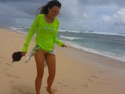 Romantic PEE from behind and against Wind # PISS on Stormy Beach 5/16
