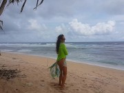 Romantic PEE from behind and against Wind # PISS on Stormy Beach 6/16