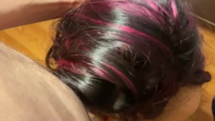 I cum in her beautiful hair after fucking her bent over a table 