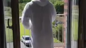Scottish porn star Marc McAulay naked at home window view 