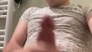 Young guy cums massive cum shot with huge 9” cock