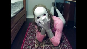 Pink Jane Pt3! Jane is laying around and playing with her boobs while masked and female masked!