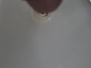 Peeing in the public washroom waxed dick