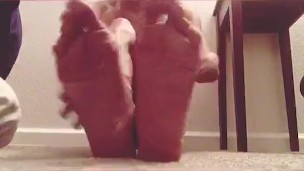 Giving my pink dildo a footjob