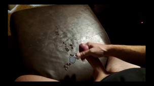 Stud edging thick cock slowly dripping thick cum